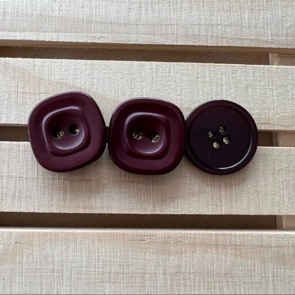 Plum Button Earrings - Picture 4 of 7
